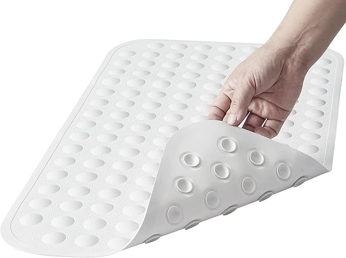 Yanzifly Bathtub Mat Non Slip Bath Mat for Tub Silicone Soft Bath Tub Mat Non Slip Shower Mats, Suction Cups Bath Tub Anti Slip Matt for Family Use, Machine Washable-White