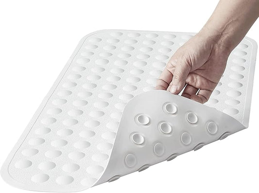 Yanzifly Bathtub Mat Non Slip Bath Mat for Tub Silicone Soft Bath Tub Mat Non Slip Shower Mats, Suction Cups Bath Tub Anti Slip Matt for Family Use, Machine Washable-White
