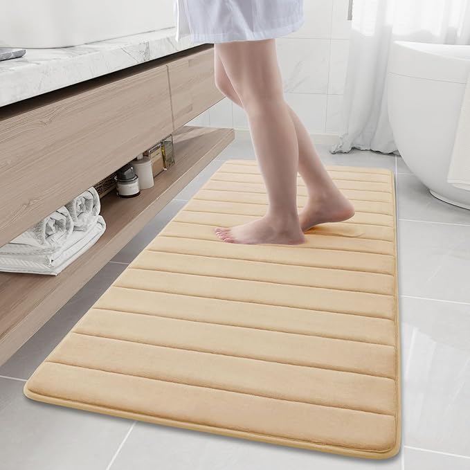 Buganda Memory Foam Bath Mat, 60" x 24", Ultra Soft and Non-Slip Bathroom Rugs, Water Absorbent and Machine Washable Bath Rug Runner for Bathroom, Shower, and Tub, Gold
