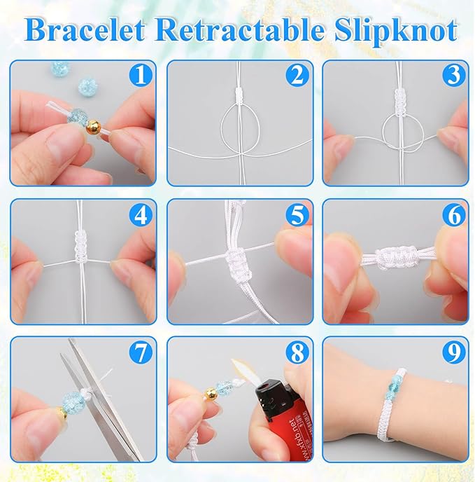 Anezus White Nylon String for Bracelets, 0.8mm Nylon Thread Braided Nylon Cord Wind Chime Outdoor Twine String for Beading, Necklaces, Blinds, DIY Craft, Jewelry Making