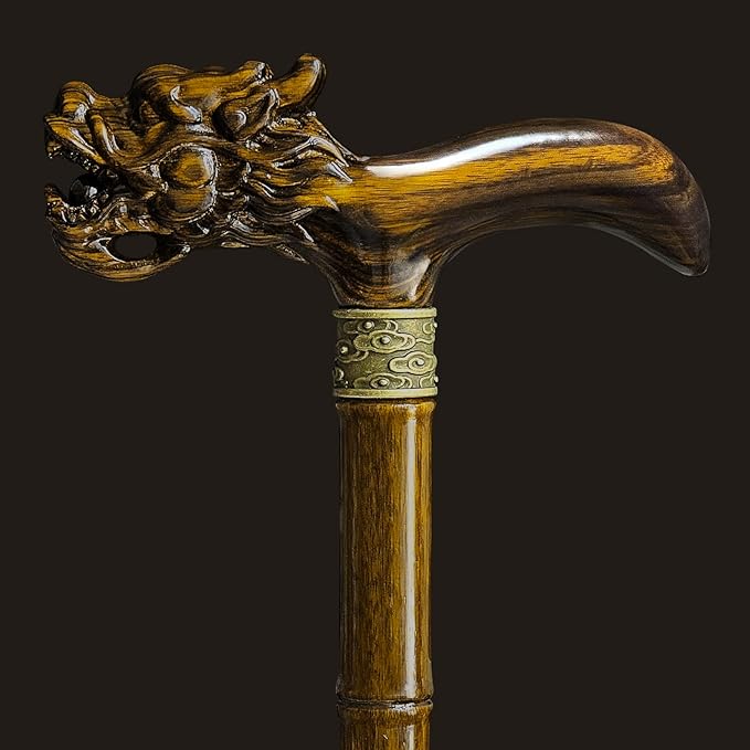 Wooden Cane, Hand Carved High-end Walking Cane for Men and Women, Lightweight Design Support Up to 500lbs Dragon Canes for Seniors, Suitable for Discerning Personal and Gift Use
