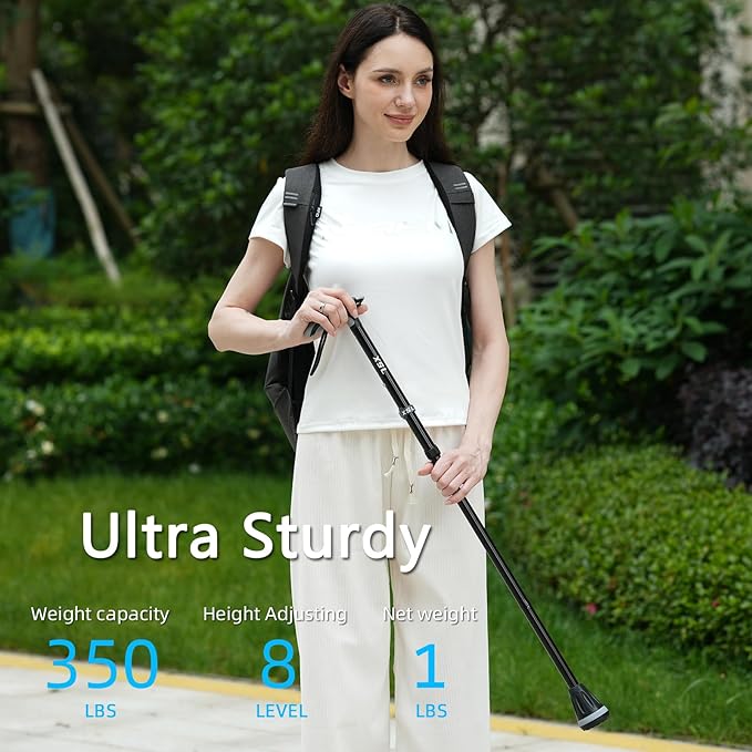 XSL Walking Cane - Foldable, Adjustable, Collapsible Walking Canes for Men & Women, Heavy Duty All Terrain Tip, with Travel Bag | Portable Walking Sticks for Seniors & Adults