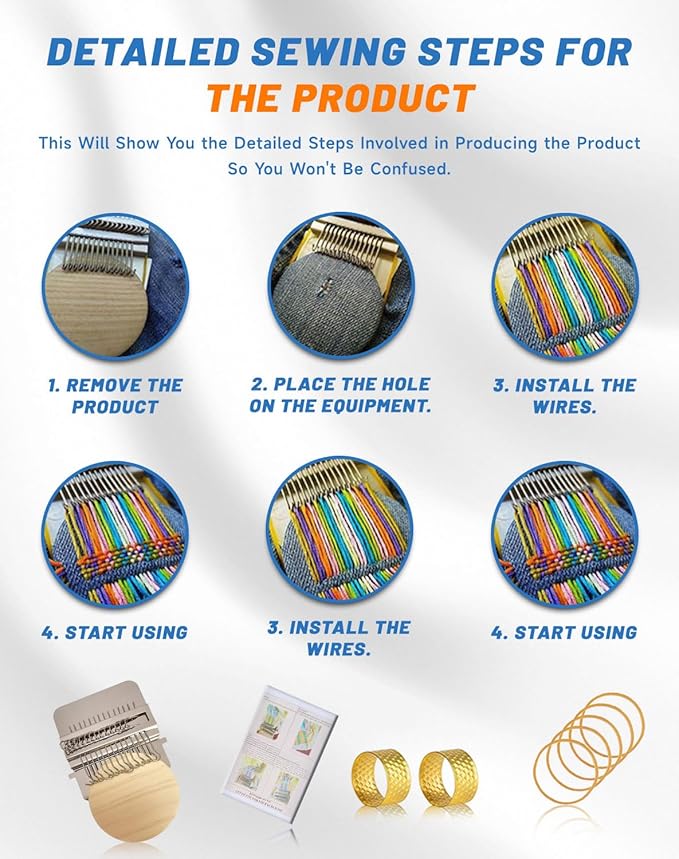 Patch Maker 2.0 Kit, 2026 Upgrade 64PCS Kit Beginner-Friendly with Guide Works on Any Fabric Repair Hole Darning Loom, 12/14/28 Pin Beech Hardwood Loom Knitting Kit for Repair Sewing DIY (Raw14Pin)