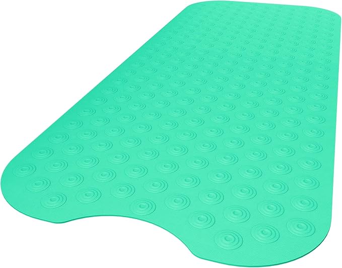 OTHWAY No Suction Cup Bath Mat: 39x16 inch Extra Long Bathmat│Perfect for Refinished or Ordinary Bath Tubs│Made of Nature Rubber│a Blessing for The Elderly and Children (Light Green)