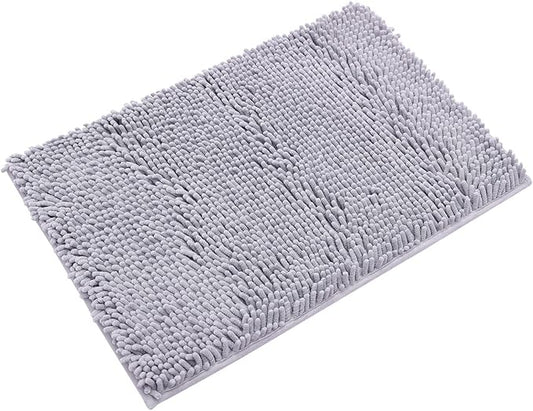 Non-Slip Bath Rug,Extra Soft Microfiber Bedroom Shag Carpet with Anti-Slip Backing,Water/Dust Absorbent Fast Dry Shower Mat,Sound Insulated Stairs Pad,Machine Washable (Grey,23 x 35 Inches)