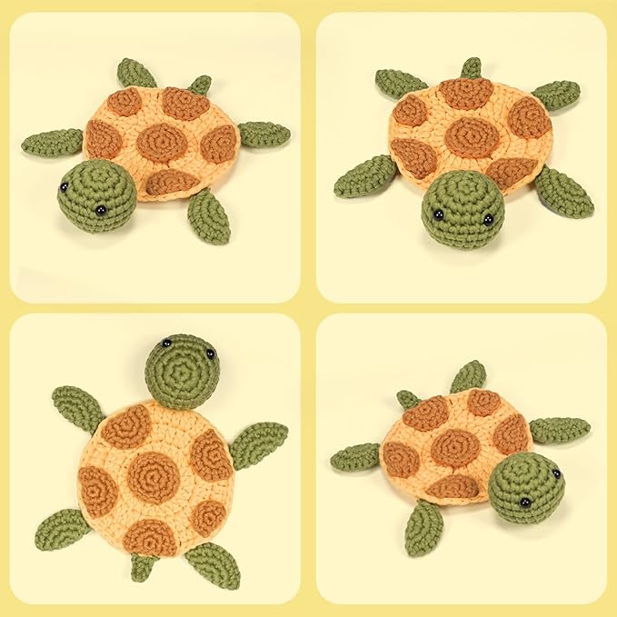 WaldyWop Crochet Kit for Beginners – Easy to Follow Tutorials, Ergonomic Hook & Tangle-Free Yarn, Complete DIY Craft Set for Girls 8-12 & Women, Stress Relief & Home Decor (Turtle Coaster)