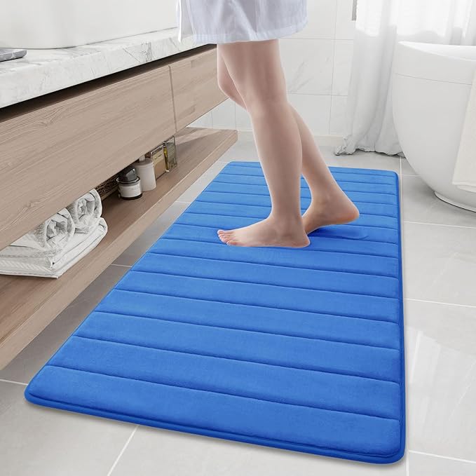 Buganda Memory Foam Bath Mat, 60" x 24", Ultra Soft and Non-Slip Bathroom Rugs, Water Absorbent and Machine Washable Bath Rug Runner for Bathroom, Shower, and Tub, Royal Blue