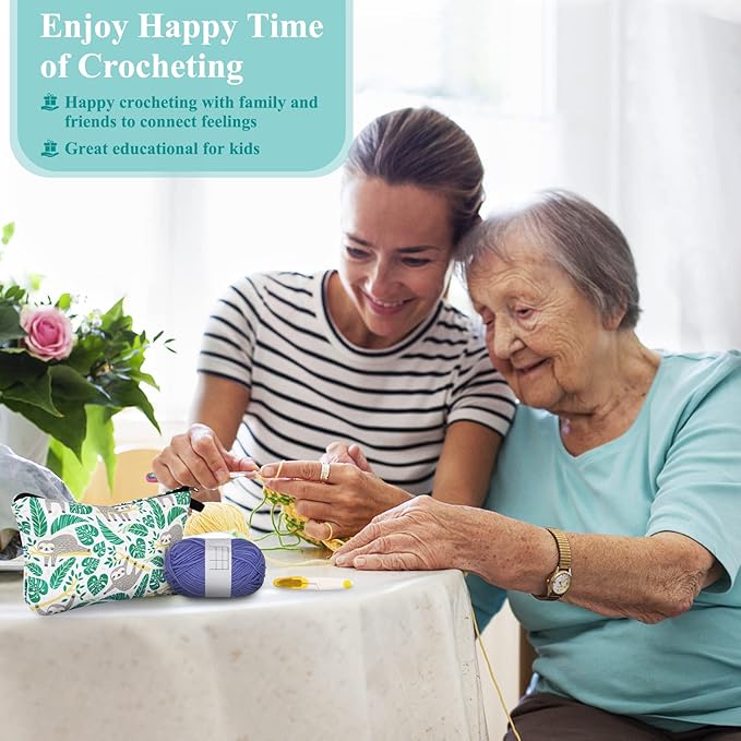 Coopay 24 Sizes Crochet Hooks with Crochet Yarn Accessories, 2mm(B)-8mm(L) Warm Crochet Hooks Steel Crochet Hook Set for Crochet Lovers, Smooth Crochet Kit with Complete Knitting & Crochet Supplies