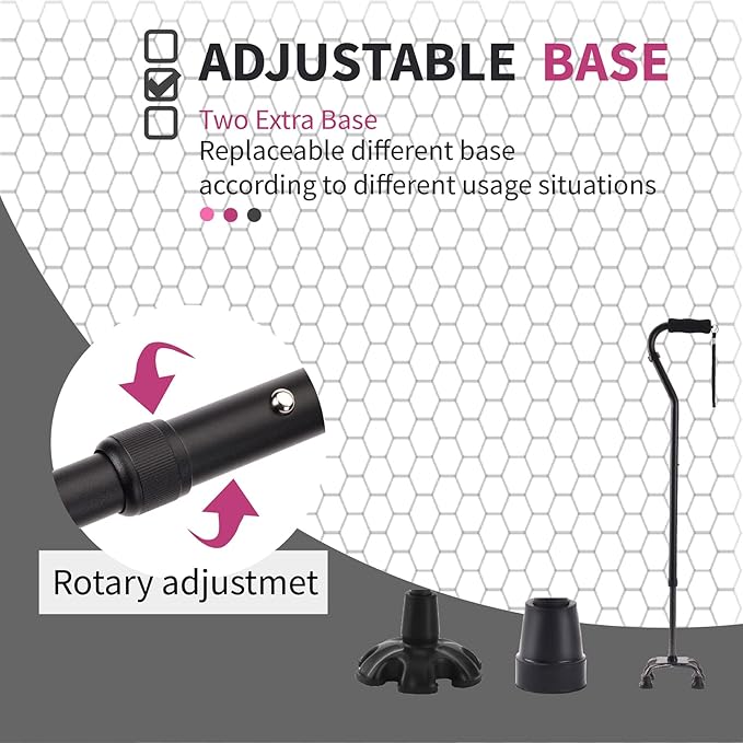 LIXIANG Walking Canes Stablize Women Quad Canes for Seniors & Adults Foldable Adjustable for Men & Women Heavy Duty Freestanding Cane for People with Leg Injuries 3 footings