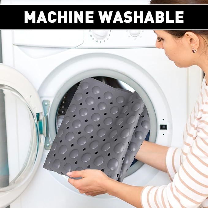 Shower Mat Non Slip: 35.4 x 23.6 Inch Extra Large TPE Shower Mats for Inside Shower - Anti Slip Shower Stall Matt with Drain Hole and Suction Cups for Elderly