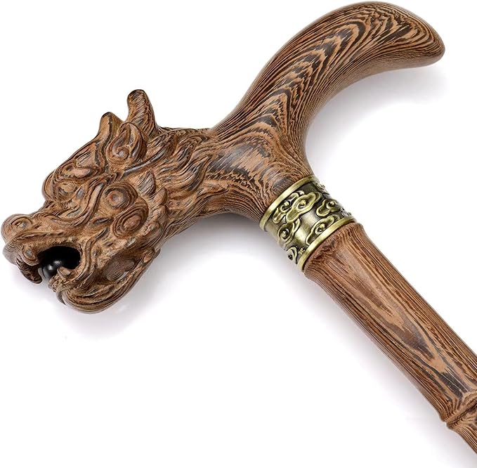 Wooden Cane, Hand Carved High-end Walking Cane for Men and Women, Lightweight Design Support Up to 500lbs Dragon Canes for Seniors, Suitable for Discerning Personal and Gift Use