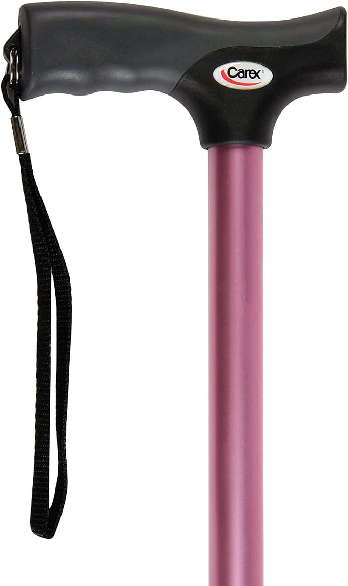 Carex Soft Grip Walking Cane - Height Adjustable Cane With Wrist Strap - Latex Free Soft Cushion Handle, Pink
