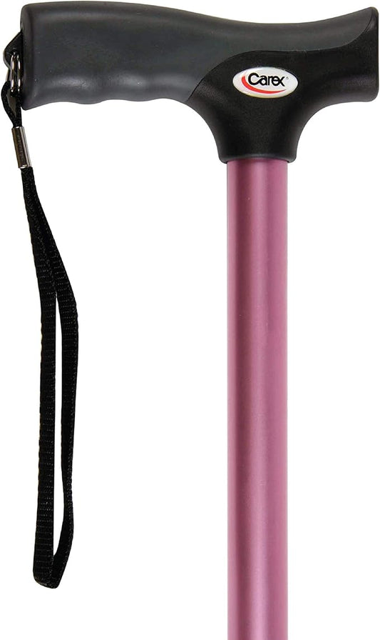 Carex Soft Grip Walking Cane - Height Adjustable Cane With Wrist Strap - Latex Free Soft Cushion Handle, Pink