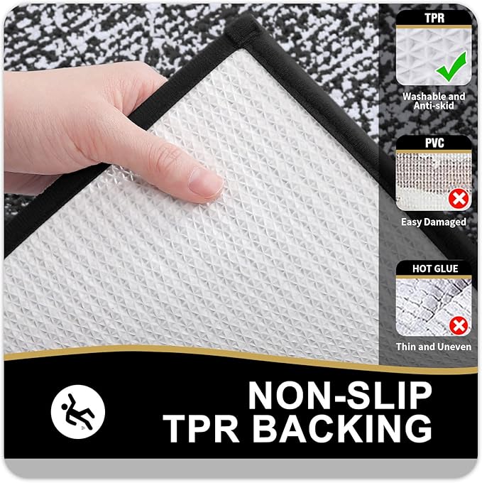 OLANLY Bathroom Rugs 70x24, Extra Soft and Absorbent Microfiber Bath Mat, Non-Slip, Machine Washable, Quick Dry Shaggy Bath Carpet, Suitable for Bathroom Floor, Tub, Shower (Long, Black)