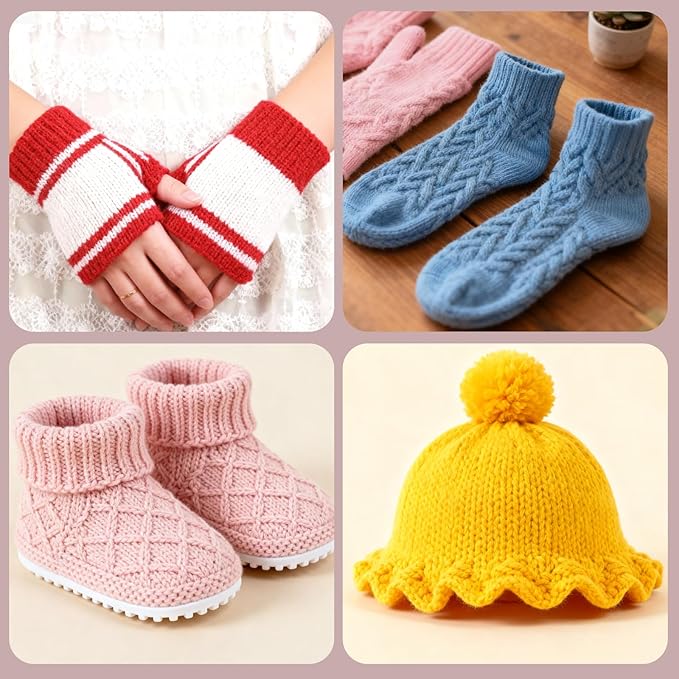 Double Pointed Knitting Needles Set,55 Pcs Carbonized Bamboo Knitting Needles Kit,Short 13cm/5.1in (2.0mm-5.0mm),with Small Tools,Straight Wooden Needles for Beginners,Sock,Handmade Weave DIY Lover