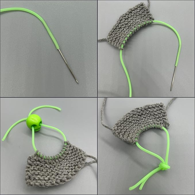 6 Pcs Stitch Stopper Set, Knitting Stitches Holder, Double Hole Needle Point Protectors with Stitch Savers Knitting Cords, Barber Cord Stitch Markers, Knitting Needle Stoppers for Knitting Craft