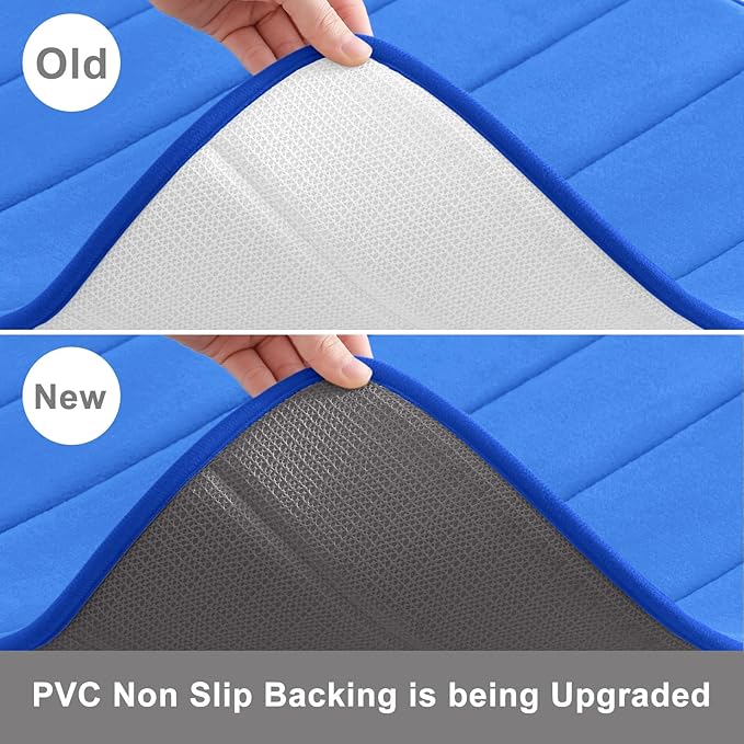 Buganda Memory Foam U-Shaped Contour Toilet Rugs, Non Slip Absorbent, Thick Soft Washable Bathroom Mat, Floor Carpet Bath Rugs Mat for Toilet Base (20" x 20", Royal Blue)