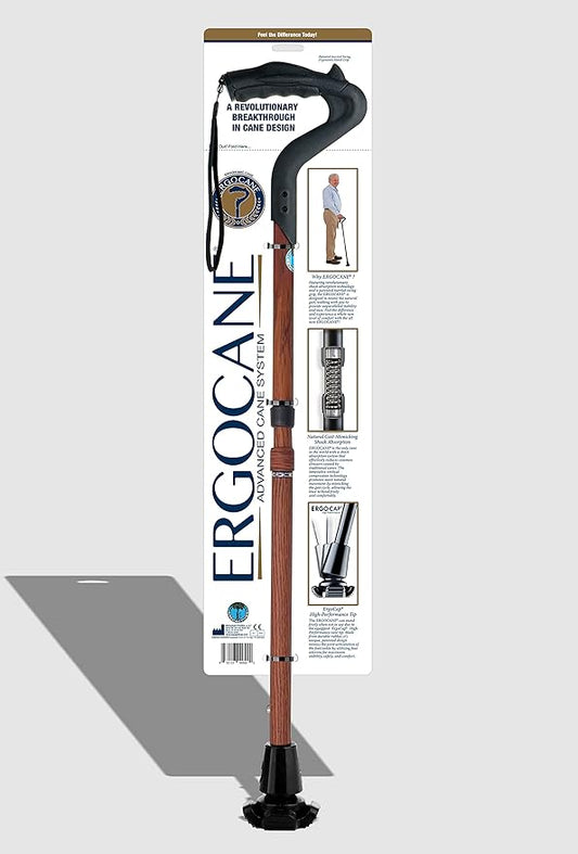 New Ergocane 2G by Ergoactives As Seen On TV. Shock Absorber Fully-Adjustable Ergonomic Cane (Maroon Wood)