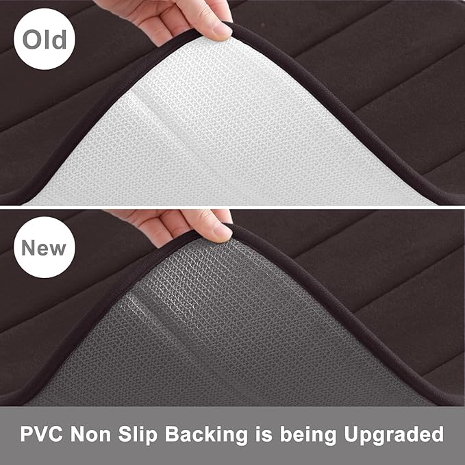 Buganda Memory Foam Bath Mat, 45" x 27", Ultra Soft and Non-Slip Bathroom Rugs, Water Absorbent and Machine Washable Bath Rug Runner for Bathroom, Shower, and Tub, Brown