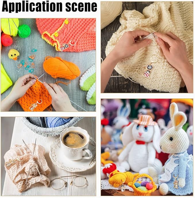 NBEADS 28 Pcs Cat Charm Stitch Markers, 7 Styles Alloy Enamel Cute Cat Crochet Charms Removable Locking Stitch Marker with 304 Stainless Steel Clasp for Sewing Accessories Quilting Jewelry