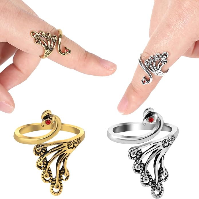 Namifin Crochet Ring for Fingure Adjustable Crochet Tension Ring Yarn Tension Rings Easy Crocheting Crochet Accessories Mother Grandma Thanksgiving Presents