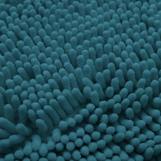 Non-Slip Bath Rug,Extra Soft Microfiber Bedroom Shag Carpet with Anti-Slip Backing,Water/Dust Absorbent Fast Dry Shower Mat,Sound Insulated Stairs Pad,Machine Washable (Turquoise,12 x 24 Inches)