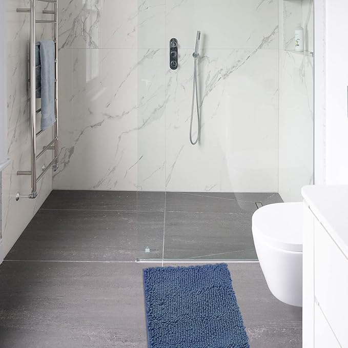 Non-Slip Bath Rug,Extra Soft Microfiber Bedroom Shag Carpet with Anti-Slip Backing,Water/Dust Absorbent Fast Dry Shower Mat,Sound Insulated Stairs Pad,Machine Washable (NavyBlue,23 x 35 Inches)