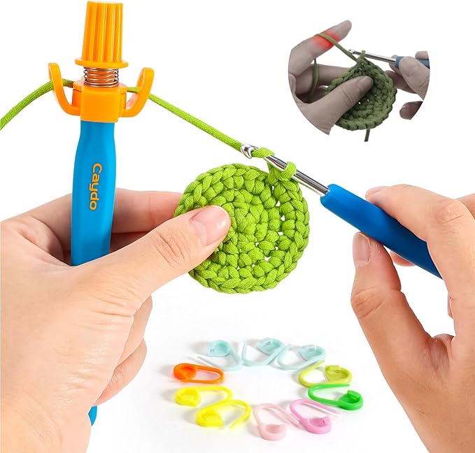 Crochet Tension Tool for Beginners, Ergonomic Yarn Guide Holder, Tension Control Crochet Helper, Comfort Handle for Left & Right Hander, Portable Crochet Accessories Gift for Crocheters & Knitters