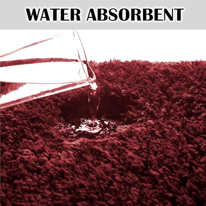 Suchtale Large Extra Soft Shaggy Bath Mat (24 x 60, Red) Machine Washable Microfiber Non Slip Luxury Bathroom Floor Mat