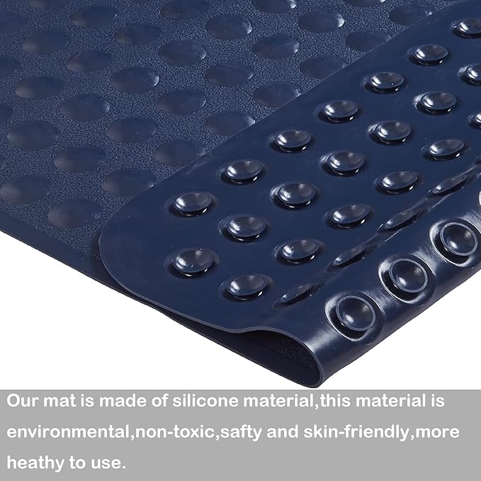 Yanzifly Bathtub Mat Non Slip Bath Mat for Tub Silicone Soft Bath Tub Mat Non Slip Shower Mats, Suction Cups Bath Tub Anti Slip Matt for Familu Use, Machine Washable - Navy Blue