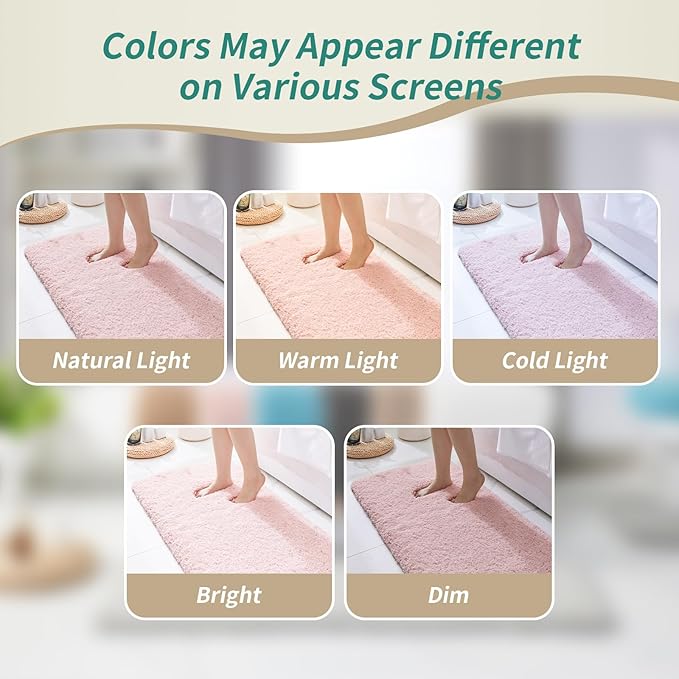 Bathroom Runner Rug 24x70 Pink Non Slip Fluffy Long Bath Mat for Bathroom Floor Washable Plush Luxury Bath Rug for Tub Absorbent Shower Sink Mat Bedside Rug