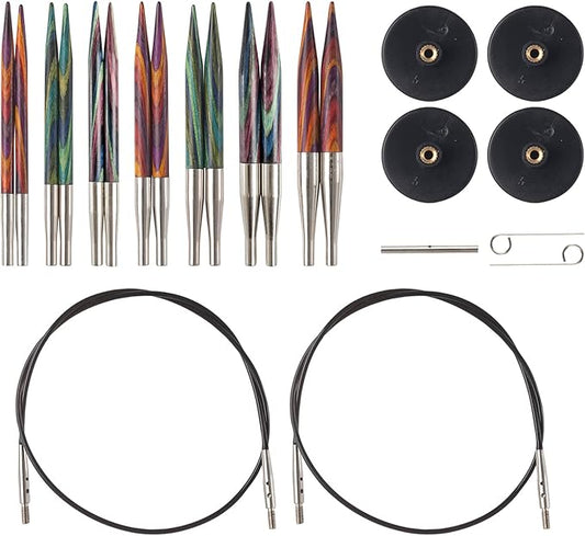 Knit Picks Options 2-3/4" Short Tip Interchangeable Wood Knitting Needle Set (Mosaic)