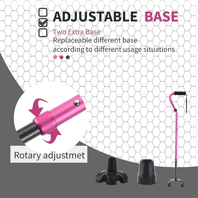 LIXIANG Walking Canes Stablize Women Quad Canes for Seniors & Adults Foldable Adjustable for Men & Women Heavy Duty Freestanding Cane for People with Leg Injuries 3 footings