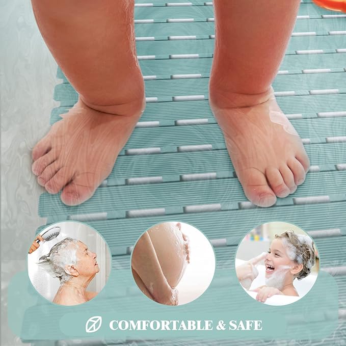 Bathtub Mat Non Slip - Sheepping Shower Mat Machine Washable Anti Slip Bath Mat for Tub, Quick Drain Tub Mat with Suction Cups for Bathroom