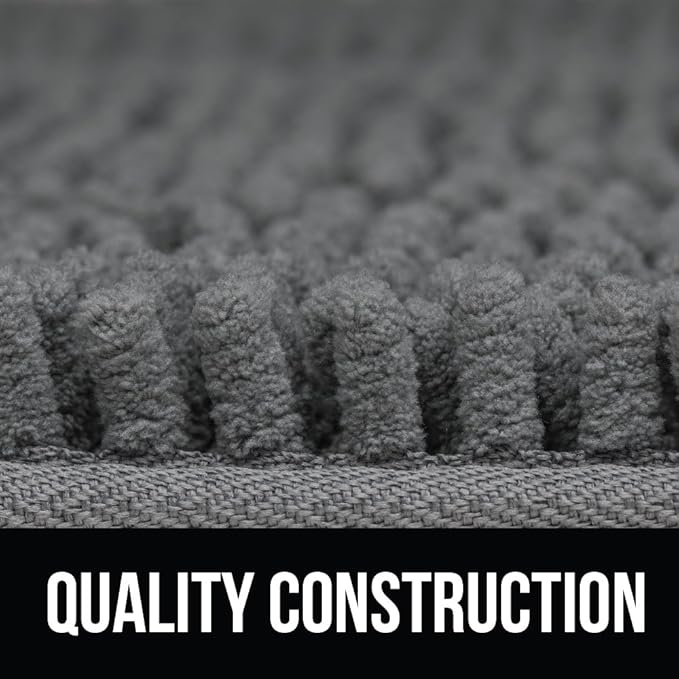 KANGAROO Bathroom Rugs, Chenille Soft Absorbent Bath Rug, Shaggy Shower Mat, Quick Dry Machine Wash Bathmat, Plush Carpet Mats for Tub, Bathtub and Room Home Decor Accessories, 42x24, Gray