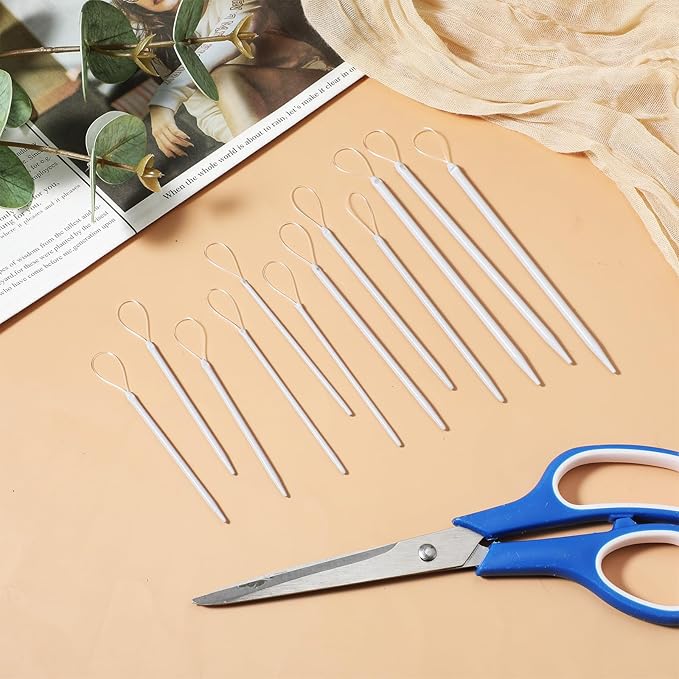 LIQWEI 12 Pcs Yarn Needles Large Eye, Nylon Thread Rope Threader Tapestry Needles, Meta Embroidery Needle Threader Darning Needle for Sewing Knitting Crochet Yarn Embroidery