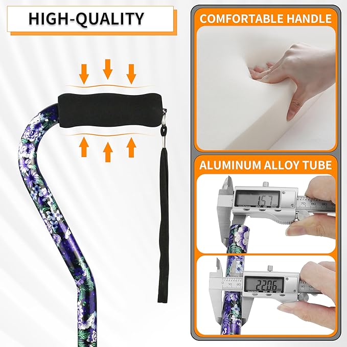 LIXIANG Walking Canes Stablize Women Quad Canes for Seniors & Adults Foldable Adjustable for Men & Women Heavy Duty Freestanding Cane for People with Leg Injuries 3 footings