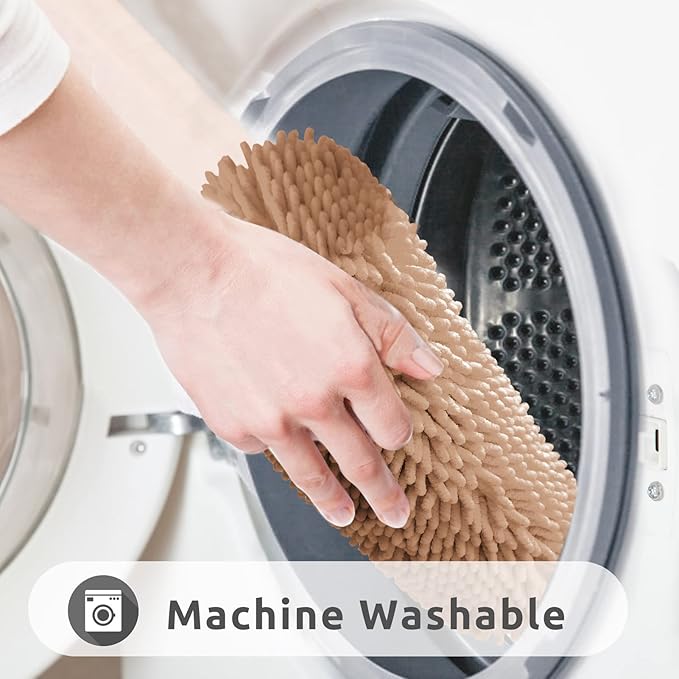 Non-Slip Bath Rug,Extra Soft Microfiber Bedroom Shag Carpet with Anti-Slip Backing,Water/Dust Absorbent Fast Dry Shower Mat,Sound Insulated Stairs Pad,Machine Washable (Camel,19 x 31 Inches)