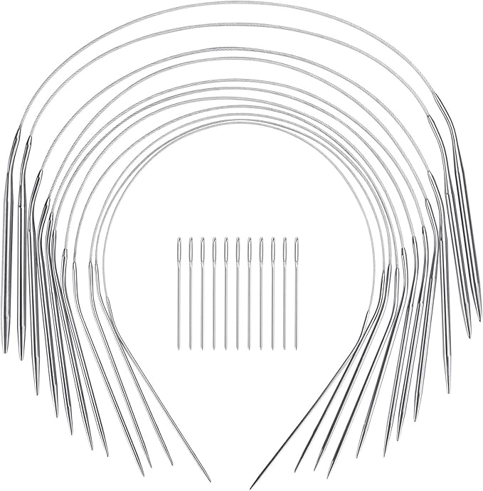 16 Inch Circular Knitting Needles Set, Stainless Steel Round Knitting Needles,11 Pack Sizes 1.5-5mm Metal Circle Knit Needle with Magic Loop for Socks, Knit Tools Set for Beginners