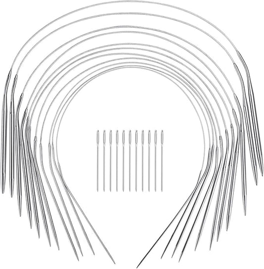 16 Inch Circular Knitting Needles Set, Stainless Steel Round Knitting Needles,11 Pack Sizes 1.5-5mm Metal Circle Knit Needle with Magic Loop for Socks, Knit Tools Set for Beginners