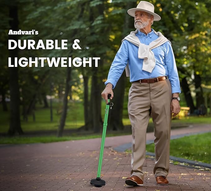 Walking Cane for Men & Women – Foldable, Adjustable, Self-Standing Cane with 360° Pivot Base, Comfortable Grip, Heavy Duty Canes for Women, Collapsible Walking Stick with Travel Bag for Seniors Adults
