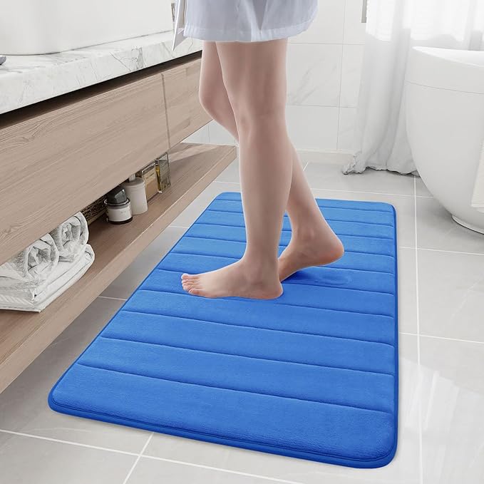 Buganda Memory Foam Bath Mat, 44" x 24", Ultra Soft and Non-Slip Bathroom Rugs, Water Absorbent and Machine Washable Bath Rug Runner for Bathroom, Shower, and Tub, Royal Blue