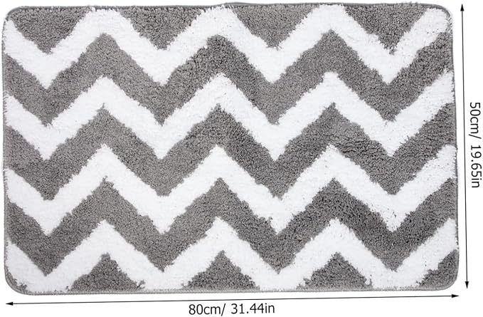 Non-Slip Polyester Absorbent Floor Mat for Bathroom Entryway Home Anti-Skid Foot Pad Rug with Water Absorption Safe for Elderly and Wave Gray