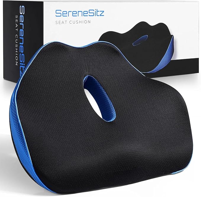 Orthopedic Seat Cushion, Ergonomic Memory Foam Cushions, Cushions Pad Pillow for Office, Car Seat, Airplane, Sciatica & Back Pain Relief for Long Sitting