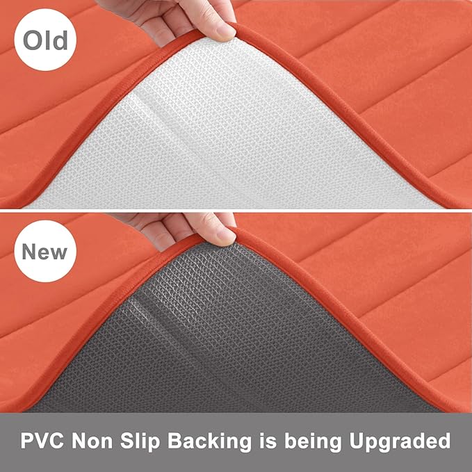 Buganda Memory Foam Bath Mat, 60" x 24", Ultra Soft and Non-Slip Bathroom Rugs, Water Absorbent and Machine Washable Bath Rug Runner for Bathroom, Shower, and Tub, Coral