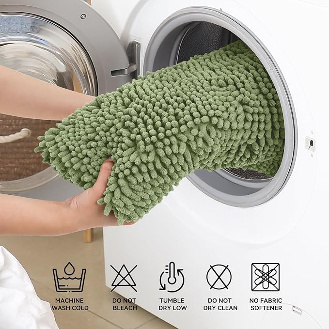 Bcoimo 36"×24" Absorbent Bath Mat, Non-Slip with Backing Chenille Bath Rug and Machine Washable Bathroom Mat Quick-Dry Design. Ideal for Bathroom and Tub Areas