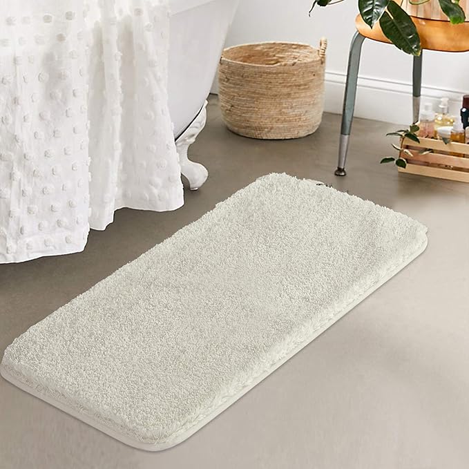 Suchtale Extra Soft & Absorbent Shaggy Bath Mat - Machine Washable Microfiber, Non Slip, 24 x 40 Ivory