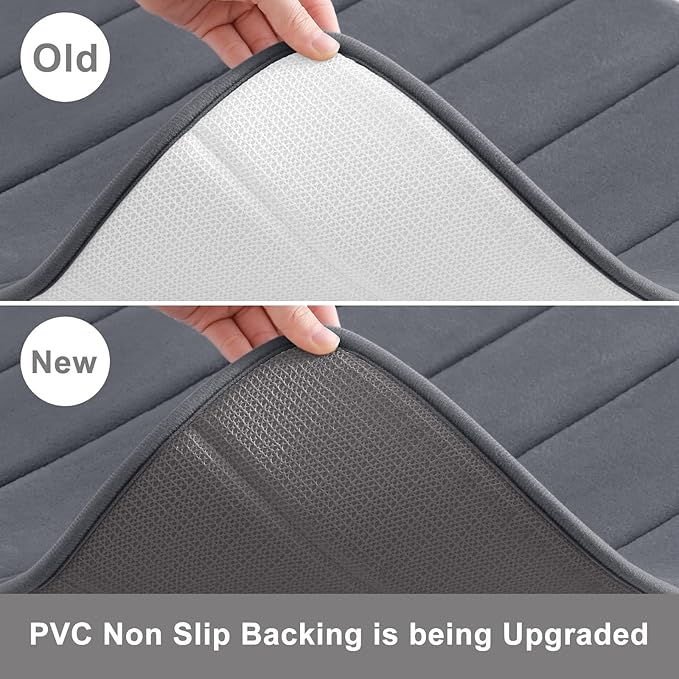 Buganda Memory Foam U-Shaped Contour Toilet Rugs, Non Slip Absorbent, Thick Soft Washable Bathroom Mat, Floor Carpet Bath Rugs Mat for Toilet Base (24" x 24", Dark Grey)