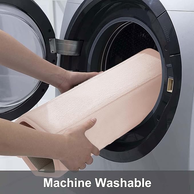 Buganda Memory Foam Bath Mat, 59" x 20", Ultra Soft and Non-Slip Bathroom Rugs, Water Absorbent and Machine Washable Bath Rug Runner for Bathroom, Shower, and Tub, Pink