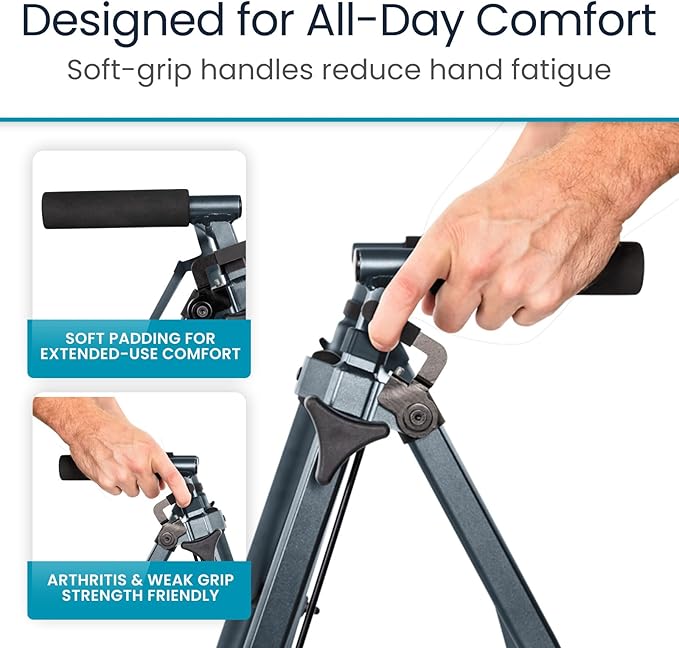 Vive Lightweight Folding Walker for Seniors - Narrow Foldable Rolling Walker for Small Spaces- Compact & Collapsible for Travel - with Wheels, Mobility Support, Portable- Weighs Only 7 Pounds